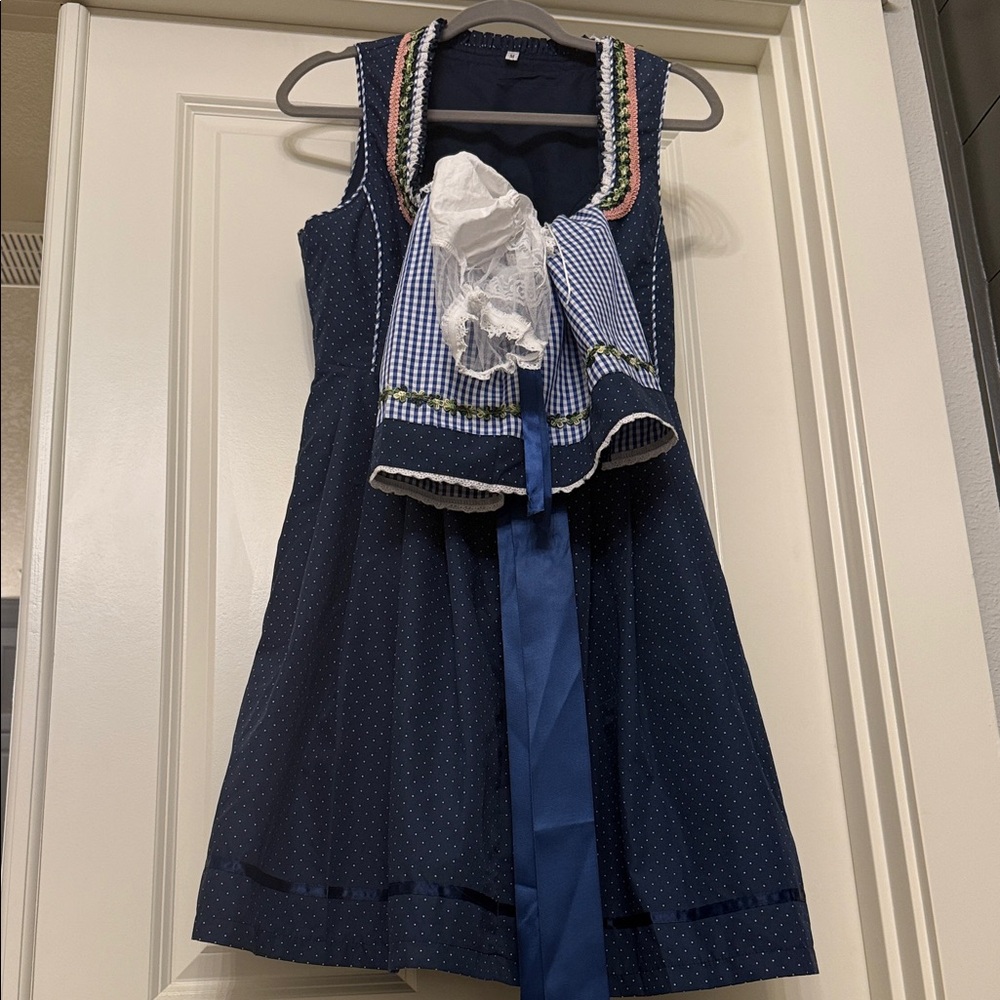 Chic Navy Blue Dirndl Dress - Picture 2 of 2